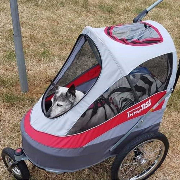 Innopet Sporty Deluxe Dog Pram & Bike Trailer with Free Rain Cover | Red / White