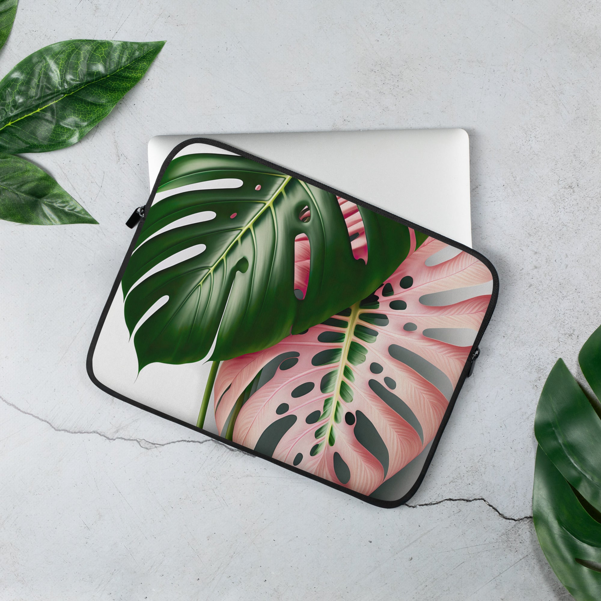 Pink Monstera Laptop Sleeve