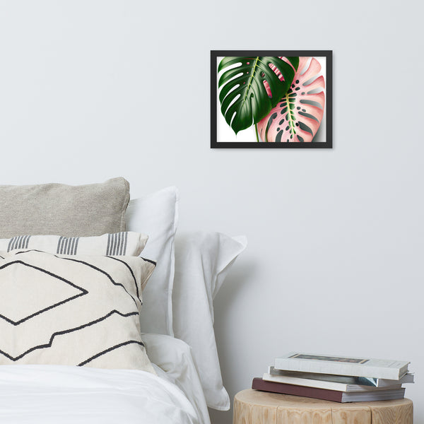 Pink Monstera Framed photo paper poster