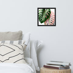 Pink Monstera Framed photo paper poster