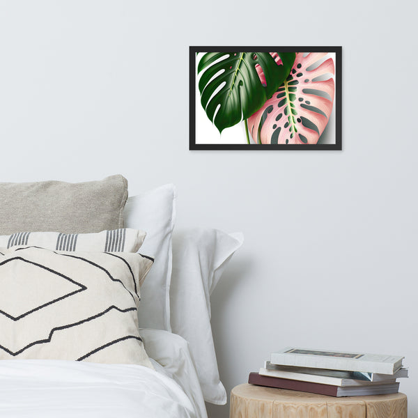 Pink Monstera Framed photo paper poster