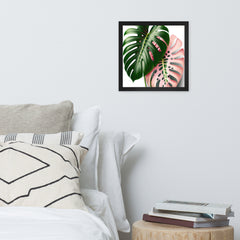 Pink Monstera Framed photo paper poster