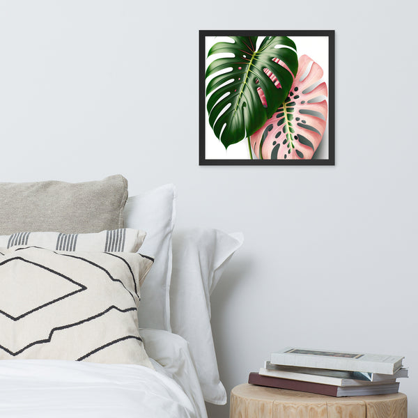 Pink Monstera Framed photo paper poster