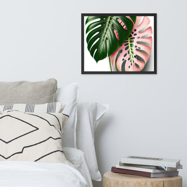 Pink Monstera Framed photo paper poster