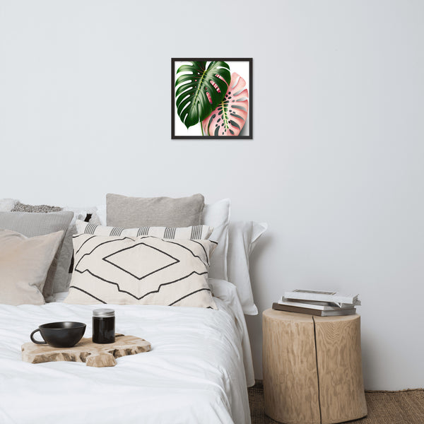 Pink Monstera Framed photo paper poster