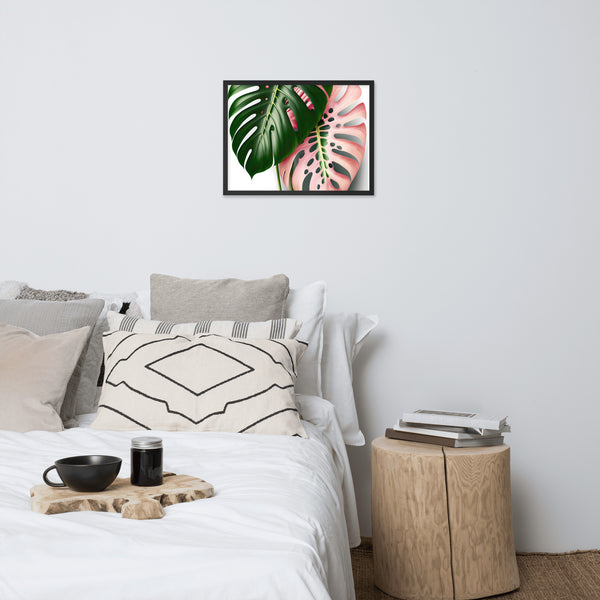 Pink Monstera Framed photo paper poster