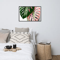 Pink Monstera Framed photo paper poster