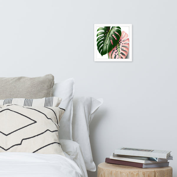 Pink Monstera Framed photo paper poster