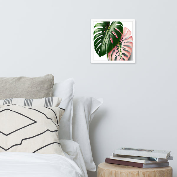 Pink Monstera Framed photo paper poster