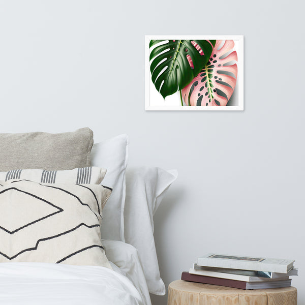 Pink Monstera Framed photo paper poster