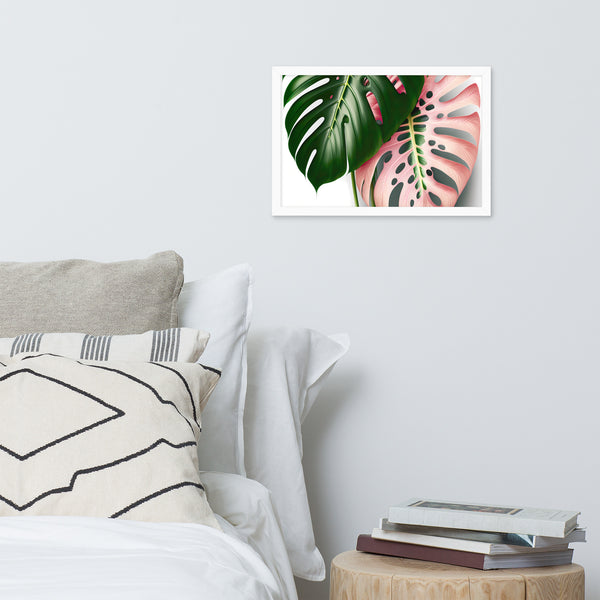 Pink Monstera Framed photo paper poster