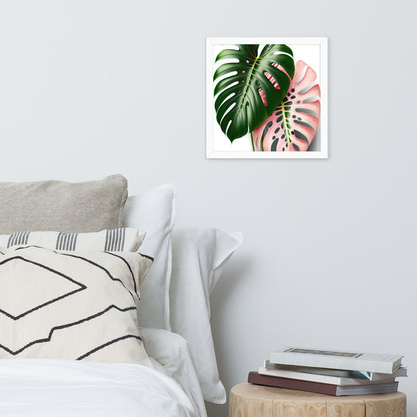 Pink Monstera Framed photo paper poster