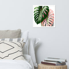 Pink Monstera Framed photo paper poster