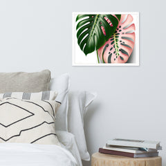 Pink Monstera Framed photo paper poster