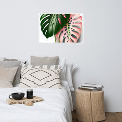 Pink Monstera Framed photo paper poster