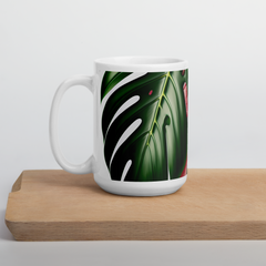 Pink Monstera Cup White glossy Full Picture